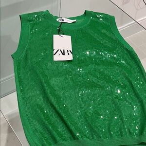 Zara Emerald Sequin Tank Top